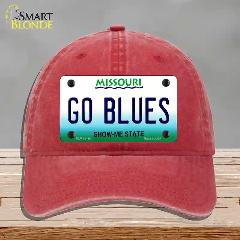 Go Blues Novelty License Plate Hat Tag Unconstructed Cotton / Red