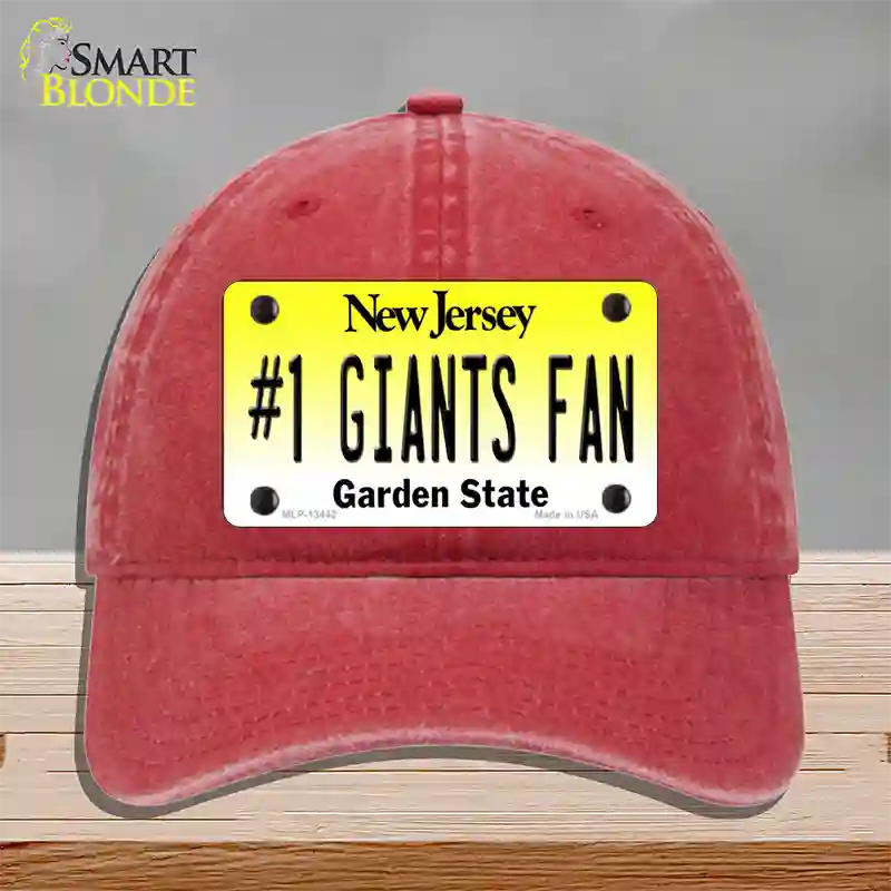 New Jersey Number 1 Giants Fan Novelty License Plate Hat Tag Unconstructed Cotton / Red