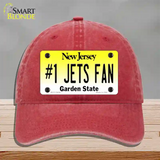 Number 1 Jets Fan Novelty License Plate Hat Tag Unconstructed Cotton / Red