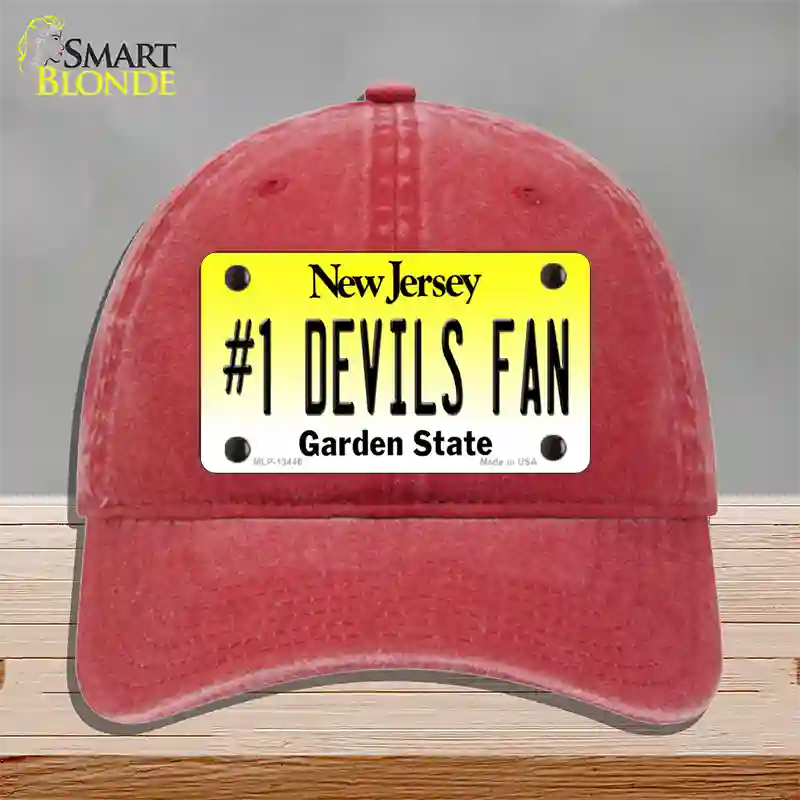 Number 1 Devils Fan Novelty License Plate Hat Tag Unconstructed Cotton / Red