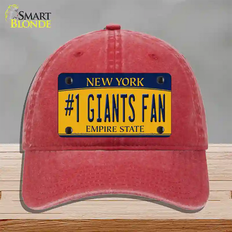 Number 1 Giants Fan New York Novelty License Plate Hat Tag Unconstructed Cotton / Red