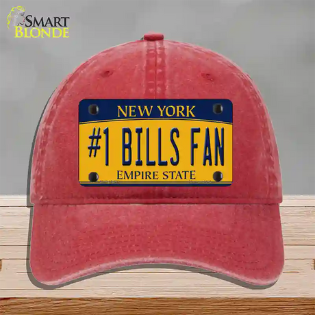 Number 1 Bills Fan Novelty License Plate Hat Tag Unconstructed Cotton / Red