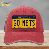 Go Nets Novelty License Plate Hat Tag Unconstructed Cotton / Red