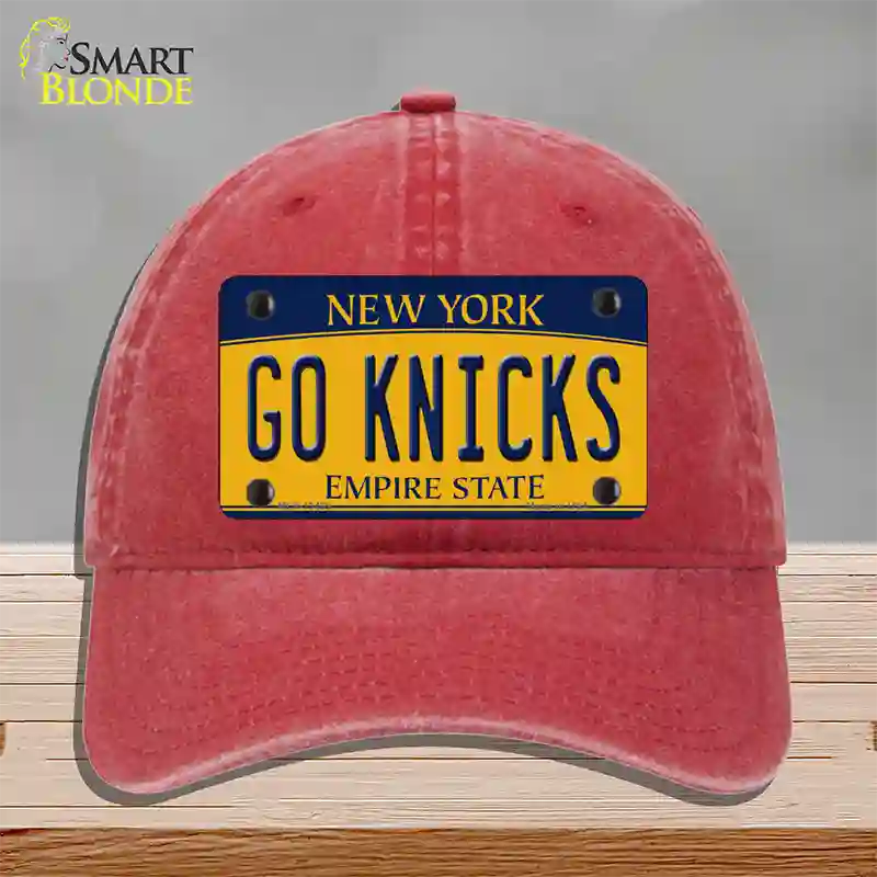 Go Knicks Novelty License Plate Hat Tag Unconstructed Cotton / Red