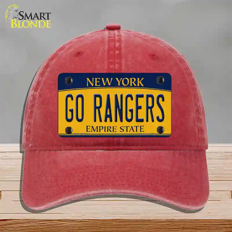 Go Rangers Novelty License Plate Hat Tag Unconstructed Cotton / Red