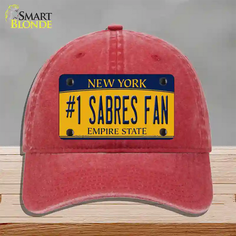 Number 1 Sabres Fan Novelty License Plate Hat Tag Unconstructed Cotton / Red