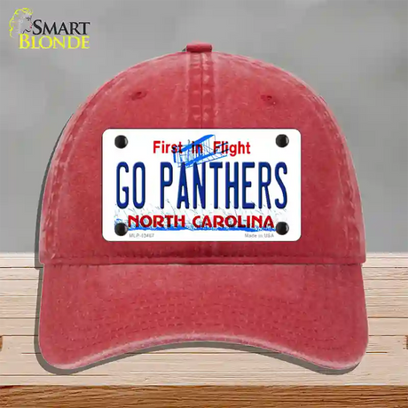 Go Panthers North Carolina Novelty License Plate Hat Tag Unconstructed Cotton / Red