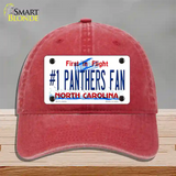 Number 1 Panthers Fan NC Novelty License Plate Hat Tag Unconstructed Cotton / Red