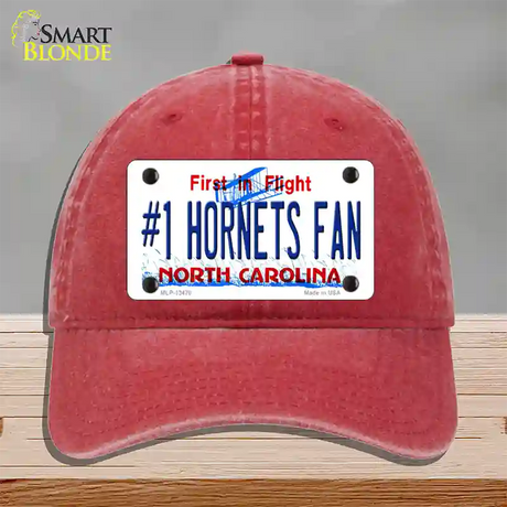 Number 1 Hornets Fan Novelty License Plate Hat Tag Unconstructed Cotton / Red