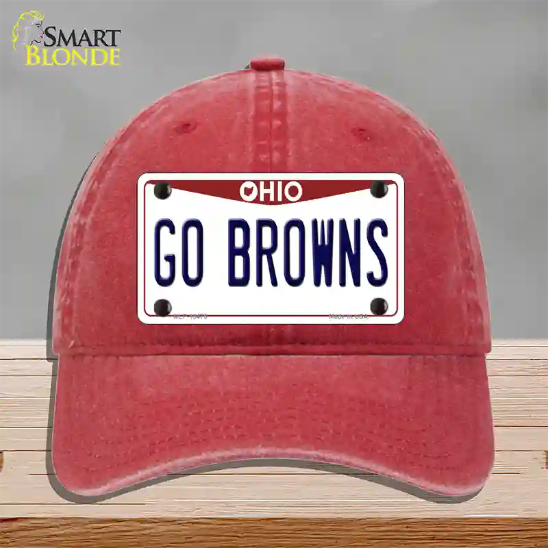 Go Browns Novelty License Plate Hat Tag Unconstructed Cotton / Red