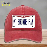 Number 1 Browns Fan Novelty License Plate Hat Tag Unconstructed Cotton / Red