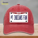 Number 1 Indians Fan Novelty License Plate Hat Tag Unconstructed Cotton / Red