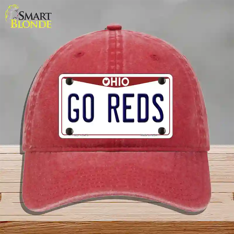 Go Reds Novelty License Plate Hat Tag Unconstructed Cotton / Red