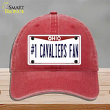 Number 1 Cavaliers Fan Novelty License Plate Hat Tag Unconstructed Cotton / Red