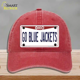 Go Blue Jackets Novelty License Plate Hat Tag Unconstructed Cotton / Red