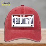 Number 1 Blue Jackets Fan Novelty License Plate Hat Tag Unconstructed Cotton / Red