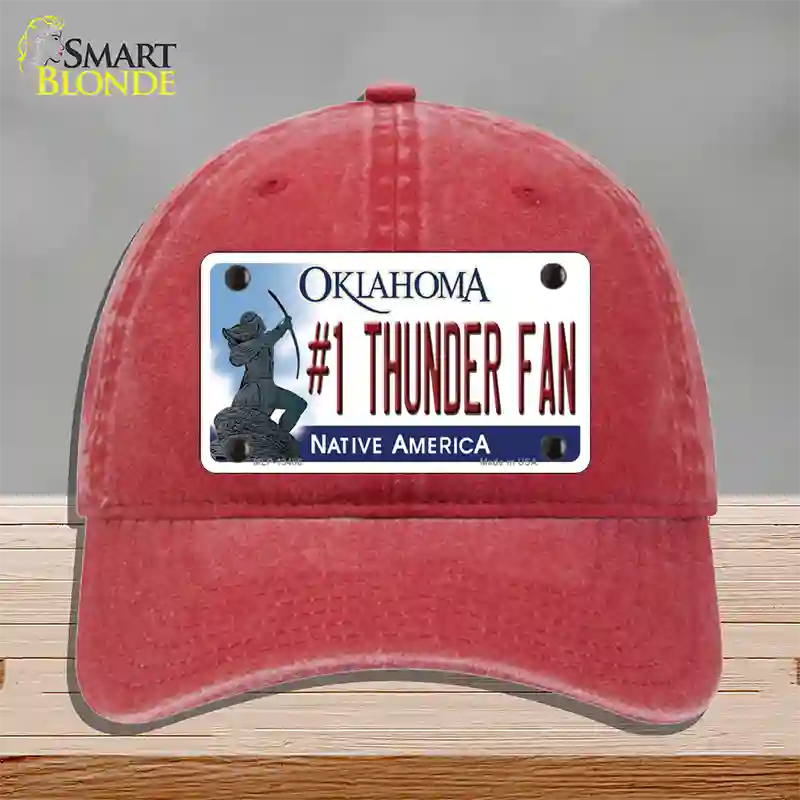 Number 1 Thunder Fan Novelty License Plate Hat Tag Unconstructed Cotton / Red