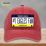 Number 1 Eagles Fan Novelty License Plate Hat Tag Unconstructed Cotton / Red