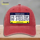 Go Steelers Novelty License Plate Hat Tag Unconstructed Cotton / Red