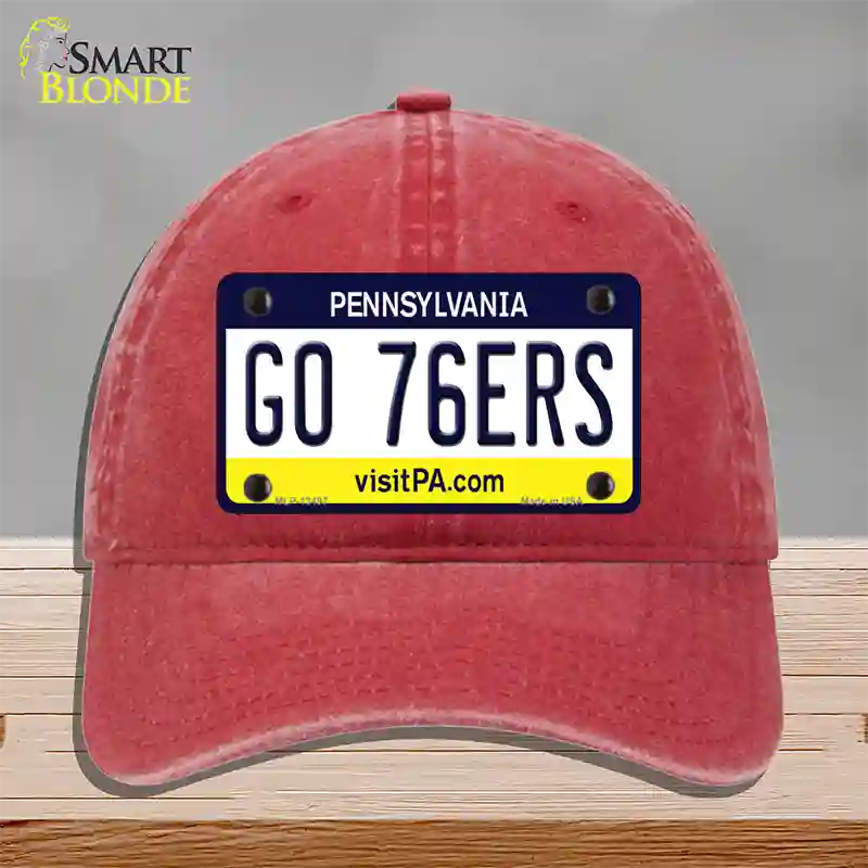 Go 76ers Novelty License Plate Hat Tag Unconstructed Cotton / Red