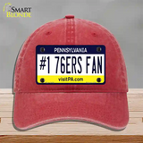 Number 1 76ers Fan Novelty License Plate Hat Tag Unconstructed Cotton / Red