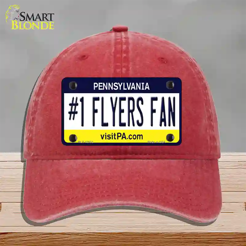 Number 1 Flyers Fan Novelty License Plate Hat Tag Unconstructed Cotton / Red