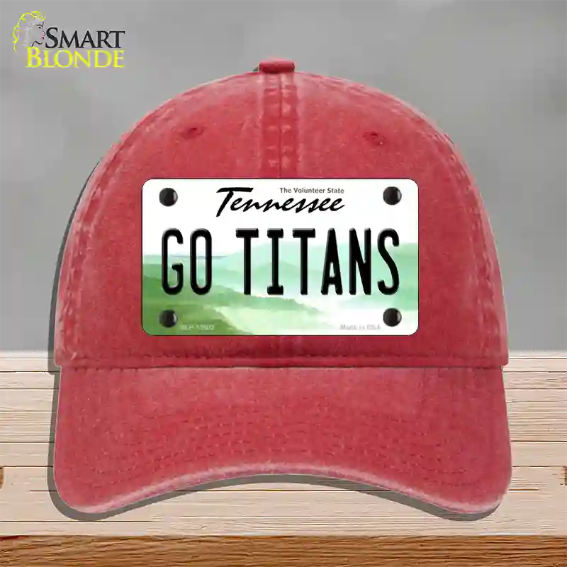 Go Titans Novelty License Plate Hat Tag Unconstructed Cotton / Red