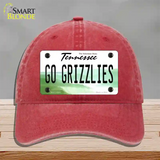 Go Grizzlies Novelty License Plate Hat Tag Unconstructed Cotton / Red