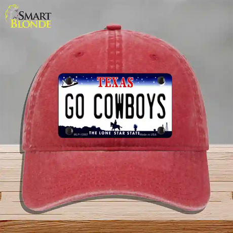 Go Cowboys Novelty License Plate Hat Tag Unconstructed Cotton / Red