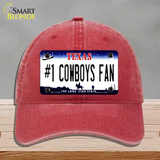 Number 1 Cowboys Fan Novelty License Plate Hat Tag Unconstructed Cotton / Red