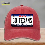 Go Texans Novelty License Plate Hat Tag Unconstructed Cotton / Red