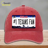 Number 1 Texans Fan Novelty License Plate Hat Tag Unconstructed Cotton / Red