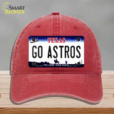 Go Astros Novelty License Plate Hat Tag Unconstructed Cotton / Red