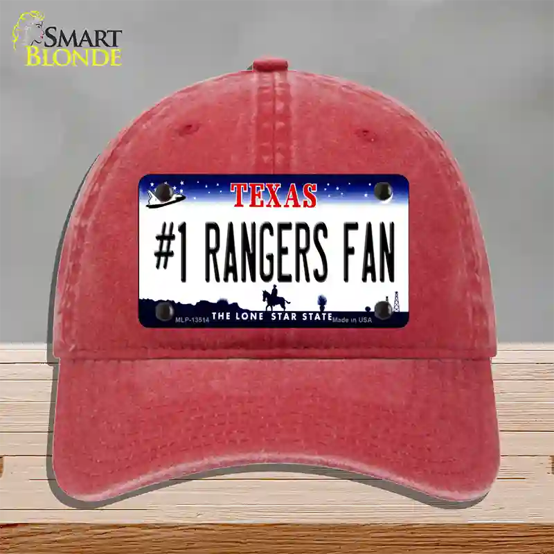 Number 1 Rangers Fan Texas Novelty License Plate Hat Tag Unconstructed Cotton / Red