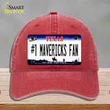 Number 1 Mavericks Fan Novelty License Plate Hat Tag Unconstructed Cotton / Red