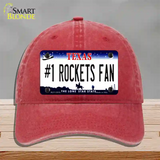 Number 1 Rockets Fan Novelty License Plate Hat Tag Unconstructed Cotton / Red