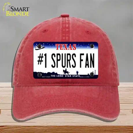 Number 1 Spurs Fan Novelty License Plate Hat Tag Unconstructed Cotton / Red