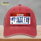 Number 1 Jazz Fan Novelty License Plate Hat Tag Unconstructed Cotton / Red