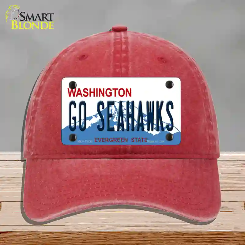 Go Seahawks Novelty License Plate Hat Tag Unconstructed Cotton / Red