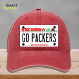 Go Packers Novelty License Plate Hat Tag Unconstructed Cotton / Red