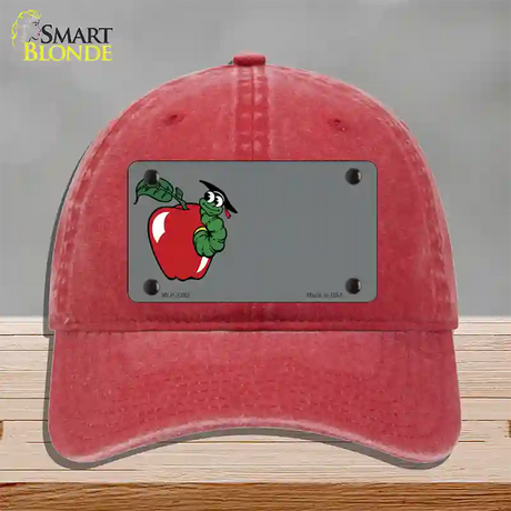 Teacher Apple Offset Novelty License Plate Hat Unconstructed Cotton / Red