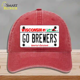 Go Brewers Novelty License Plate Hat Tag Unconstructed Cotton / Red