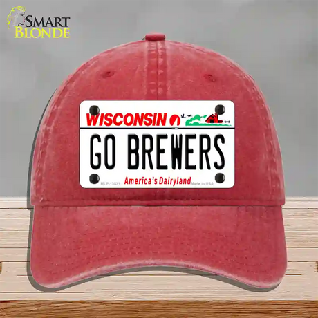 Go Brewers Novelty License Plate Hat Tag Unconstructed Cotton / Red