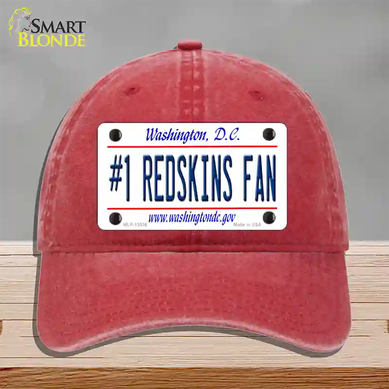 Number 1 Redskins Fan Novelty License Plate Hat Tag Unconstructed Cotton / Red