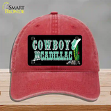 Cowboy Cadillac Novelty License Plate Hat Unconstructed Cotton / Red