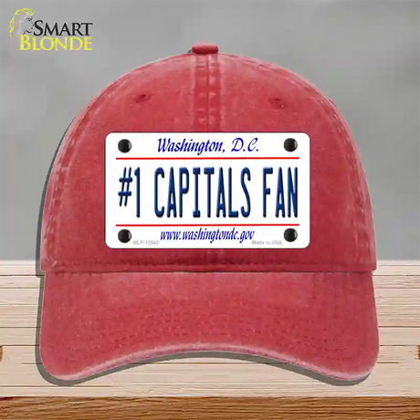 Number 1 Capitals Fan Novelty License Plate Hat Tag Unconstructed Cotton / Red