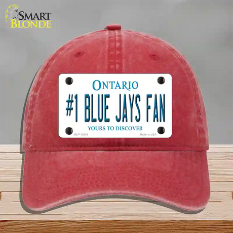 Number 1 Blue Jays Fan Novelty License Plate Hat Tag Unconstructed Cotton / Red