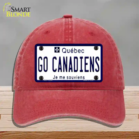 Go Canadiens Novelty License Plate Hat Tag Unconstructed Cotton / Red