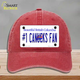 Number 1 Canucks Fan Novelty License Plate Hat Tag Unconstructed Cotton / Red