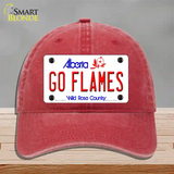 Go Flames Novelty License Plate Hat Tag Unconstructed Cotton / Red